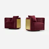 Davide Sozzi, Pervinca armchairs, pair, velvet, bronze, oak