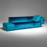 Ben Wu, MI sofa and ottoman, velvet, leather, black chrome-plated steel