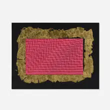 Channa Horwitz, Moiré Nine/Rose Red, 1987, casein, acrylic and 24k gold leaf on Mylar
