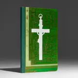 Ed Ruscha, Crucifix Cover, 1996, acrylic on journal with computer motherboard front and back covers