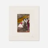 El cisne no está para puñetas (from the Les Caprices de Goya de Dalí portfolio) by Salvador Dalí, 1977, heliogravure in colors over drypoint with hand-coloring on BFK Rives, offered May 2025