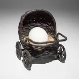 Liz Craft, Baby Carriage, 2008, bronze, porcelain, raffia