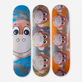 Jeff Koons X Supreme, Monkey Train skateboard decks, set of three, 2006, screenprint on painted plywood with offset lithograph in colors