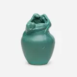 Rare Modeled Mat figural vase by Anna Marie Valentien for Rookwood Pottery, 1901, glazed earthenware, sold May 2023