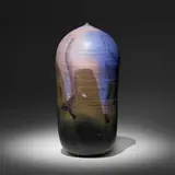 Untitled (with rattle) by Toshiko Takaezu, c. 1985, glazed porcelain, sold Apr 2023