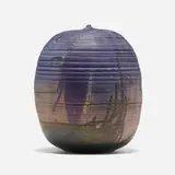 Untitled (with rattle) by Toshiko Takaezu, c. 1980, glazed stoneware, sold Apr 2023