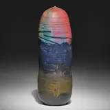 Pink Lady (with rattle) by Toshiko Takaezu, 1987, glazed porcelain, sold Apr 2023