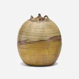 Untitled (with rattle) by Toshiko Takaezu, c. 1968, glazed stoneware, sold Apr 2023