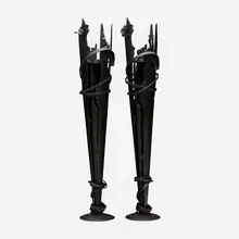 Vulcan candleholders, pair by Albert Paley, 1994, formed and fabricated steel with a blackened finish, sold Jan 2023