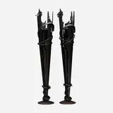Albert Paley, Vulcan candleholders, pair, 1994, formed and fabricated steel with a blackened finish