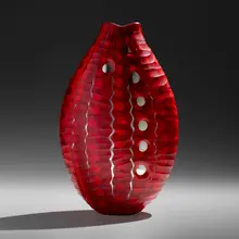 Vase by Massimo Micheluzzi, 2010, hand-blown glass, murrine, battuto surface, silvered glass, sold Jan 2023