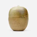 Untitled (with rattle) by Toshiko Takaezu, c. 1985, glazed stoneware, sold Jan 2023