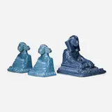 Louise Abel for Rookwood Pottery, Collection of three Egyptian Revival Sphinx production desk articles, 1919, 1921, glazed porcelain