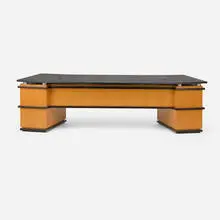 Ed Murphy and John O'Brien, Executive desk, c. 2010, tiger maple, stained wood, composite, aluminum