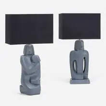 Eva Hannchen Rosenberg, Table lamps, pair, c. 1945, cast and painted plaster, enameled steel