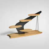 Modern, Tiered display stand, c. 1955, birch, painted wood, steel
