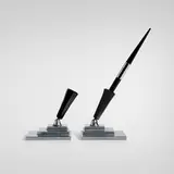Art Déco, Pen holders, pair, c. 1935, aluminum, Bakelite