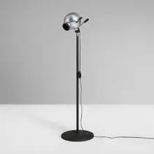 Jandor Inc., Sphero-Lux floor lamp, c. 1940, aluminum, lacquered steel and cast iron, plastic, composite
