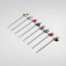 Milbert Company, Hangover Stirrers with pool balls, set of eight, c. 1968, glass, plastic