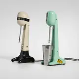 Racine Electric Products, Mix'n Whip milkshake mixers, set of two, c. 1940, cast iron, porcelain, stainless steel