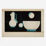 Viktor Schreckengost, Turquoise and white dinnerware concept design, c. 1930, pencil and ink on illustration board