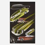 Viktor Schreckengost, Automobile concept sketches, gouache and pastel on paper