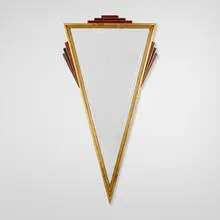Wall mirror by Art Déco, c. 1930, gilt and lacquered wood, mirrored glass, sold Aug 2025