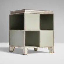 Paul Theodore Frankl, Skyscraper occasional table, c. 1928, paint and silver leaf over wood, reverse-painted glass