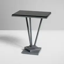 Walter von Nessen, Occasional table, c. 1930, Vitrolite, enameled steel