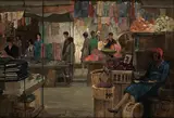 Reginald Rex Vicat Cole, Berwick Street Market, Soho, oil on board