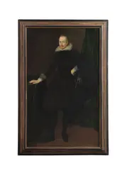 Daniel Mytens, Portrait of a gentleman, full-length, in black, oil on canvas
