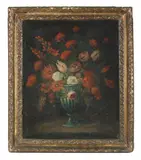 Still lifes of flowers in vases by Italian School, a pair, oil on canvas, offered Jul 2017