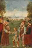 Florentine School, A Wedding; and A scene with a Father and Son, a pair, oil on panel