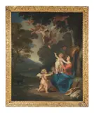 French School, The Rest on the Flight into Egypt, oil on canvas
