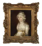 Portrait of a lady in white by English School, oil on canvas, offered Jul 2017