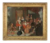 Balthasar van den Bossche, Elegant figures in an interior, oil on canvas