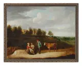 Drovers with a cow on a country path by David Teniers the Younger, oil on canvas, offered Jul 2017