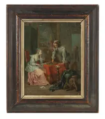 Elegant figures in an interior by Johann Georg Platzer, oil on panel, offered Jul 2017