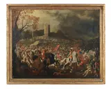 A cavalry skirmish by Italian School, oil on canvas, sold Jul 2017