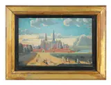 Johan Jacob Bruun, Two views of Frederiksborg Slot, Copenhagen, a pair, gouache on paper laid down on card