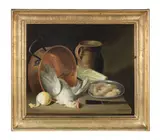 Justus Junker, A kitchen still life, oil on canvas, unlined