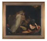 A classical scene with a sleeping warrior by Johann Heinrich Fuseli R.A., oil on canvas, sold Jul 2017