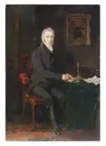 Ra George Richmond, Portrait of a gentleman seated at his writing desk, oil on panel