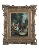 Figures resting before a fountain, eating fruit; and Figures resting before a stream by German School, a pair, oil on panel, offered Mar 2017