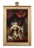 Joshua Reynolds, Portrait of King George III, seated in the Coronation Chair, oil on canvas, extended on all four sides