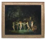 A faun and nymphs in a woodland glade by French School, oil on panel, sold Mar 2017