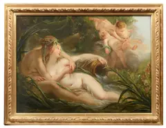 François Boucher, River gods, oil on canvas, unlined