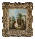 An elegant couple in a landscape by Jean-Antoine Watteau, oil on panel, offered Mar 2017