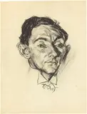 Ludwig Meidner, Portrait des Schauspielers Paul Graetz, 1919, Kreide, laviert, auf Velin