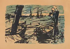 Boote by Emil Nolde, 1907, Farblithographie auf Papier, sold Dec 2016